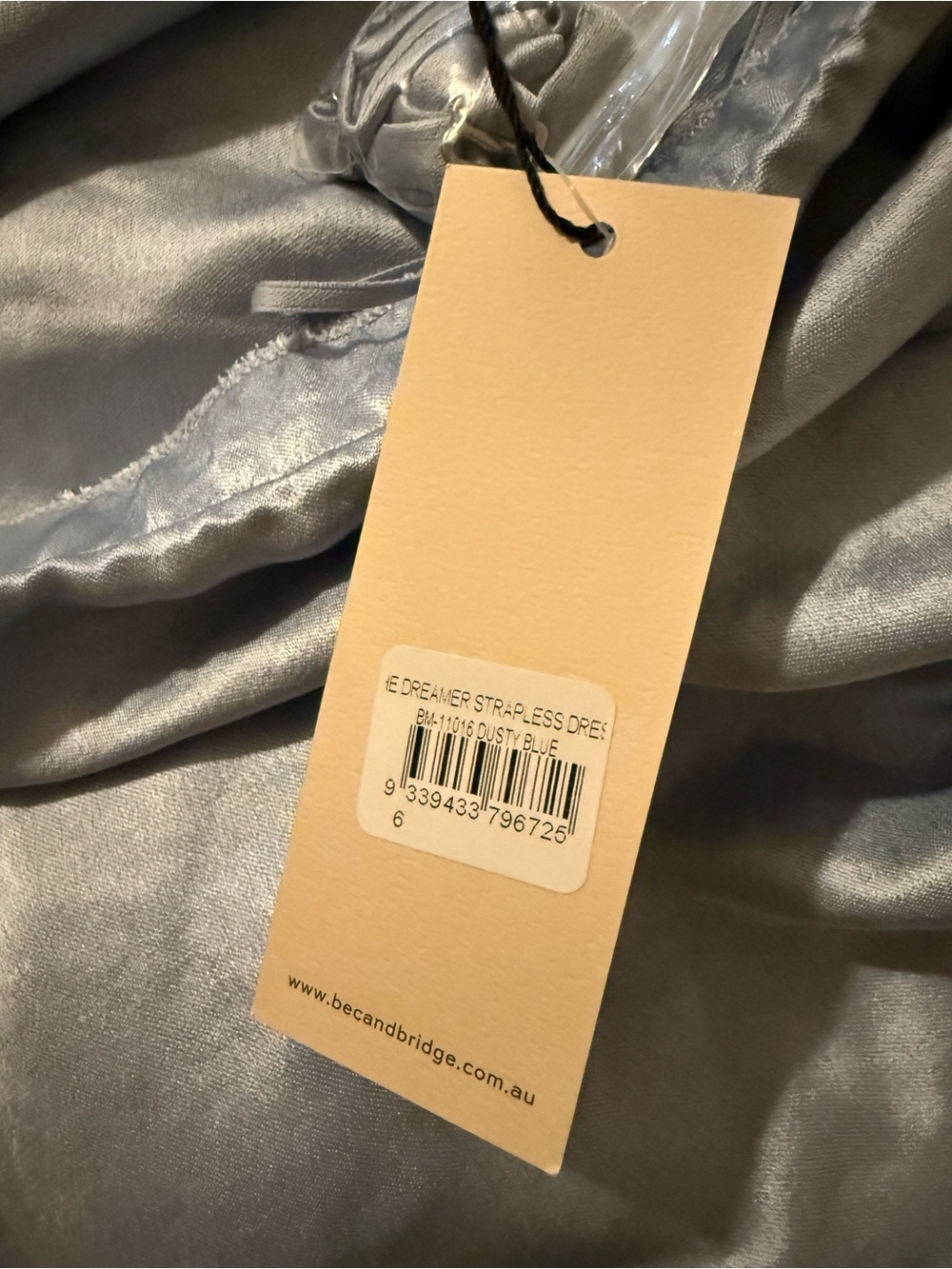 NWT Bec + Bridge The Dreamer Strapless Maxi Dress Dusty Blue US Size 2 - Picture 7 of 7